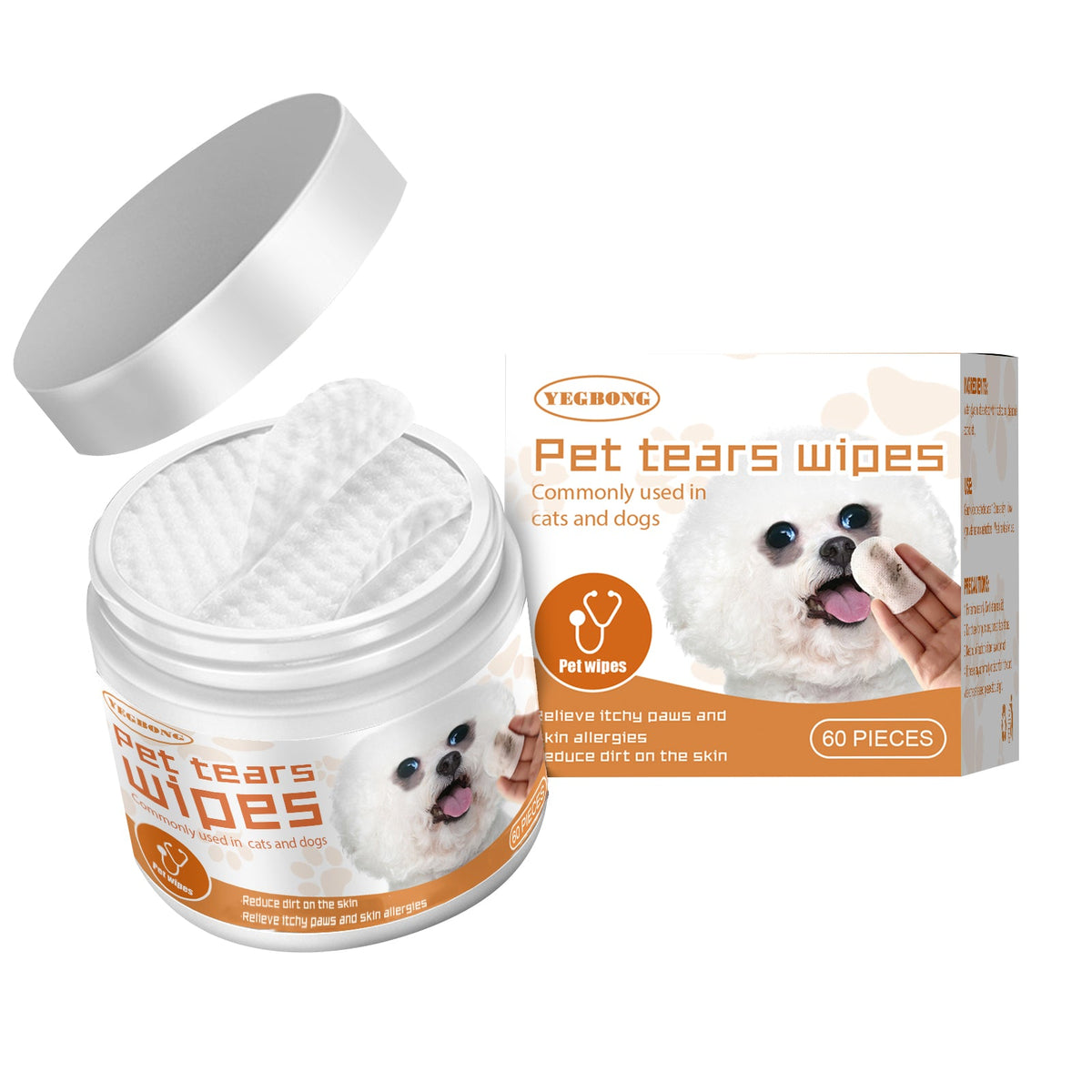 Yegbong Pet Wet Wipes Cleaning Dogs And Cats Tear Stain Removal Eye