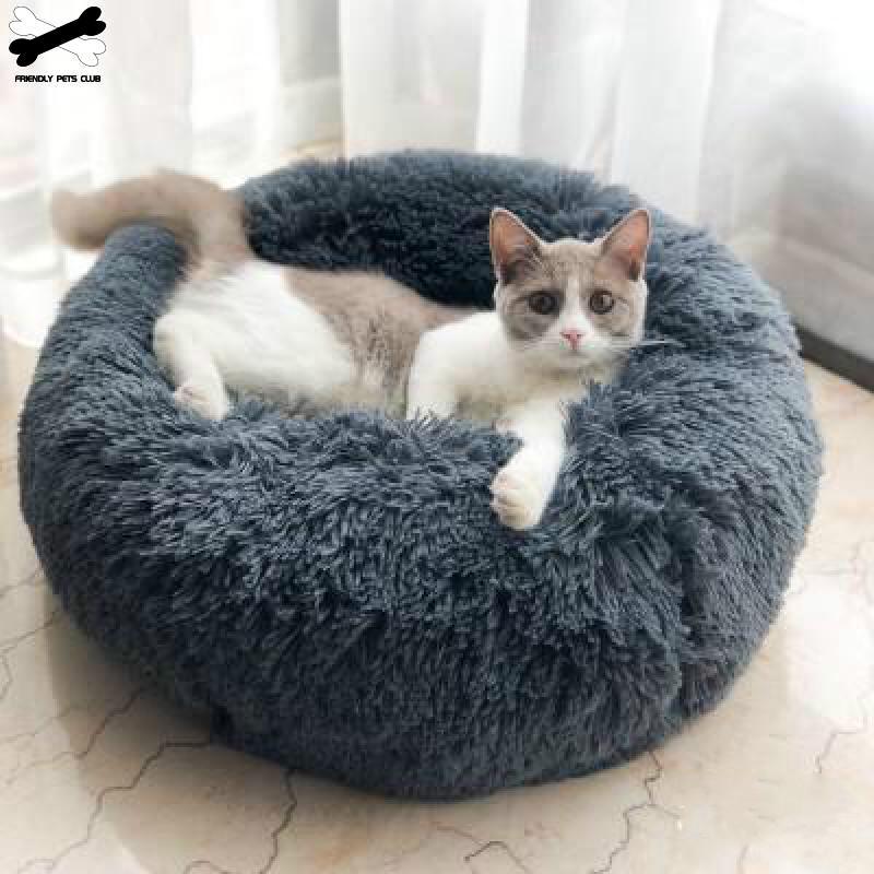 Ultra-Soft Corduroy Donut Cuddler Cat Bed – Round Calming Pet Nest in 40 cm, 50 cm & 60 cm