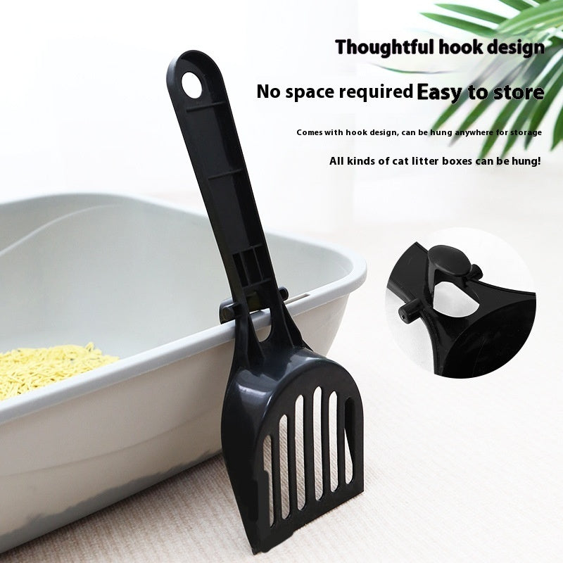 Mesh Cat Litter Scoop Lengthened Handle – Black Plastic Set with Storage Box