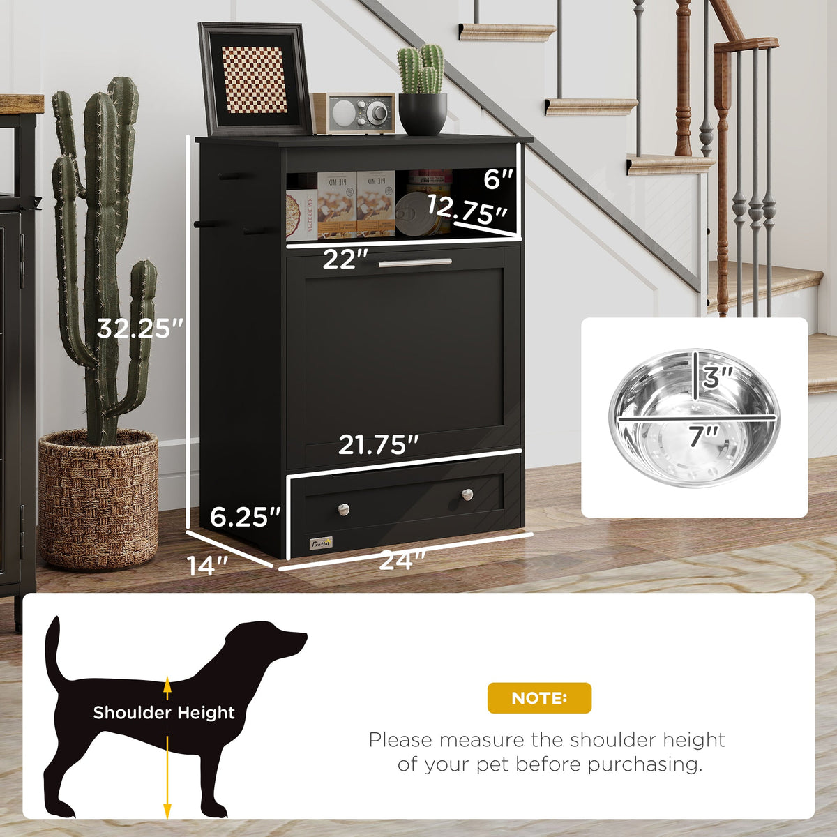 Pet Feeder Station Storage Cabinet, Dog Food Storage Container
