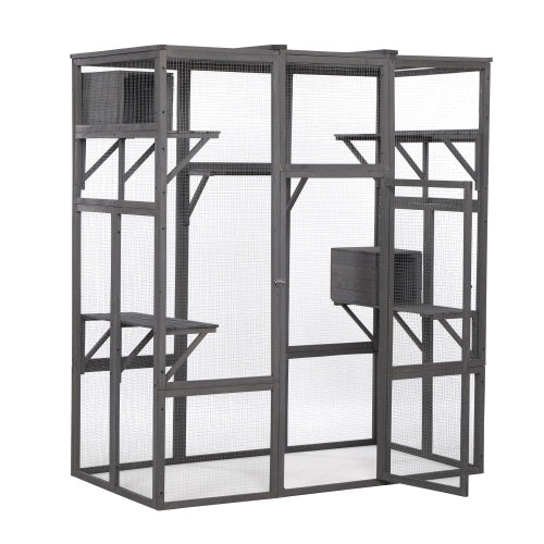 Oversized Cat Cage - Grey Premium Walk-In Catio for Multiple Cats