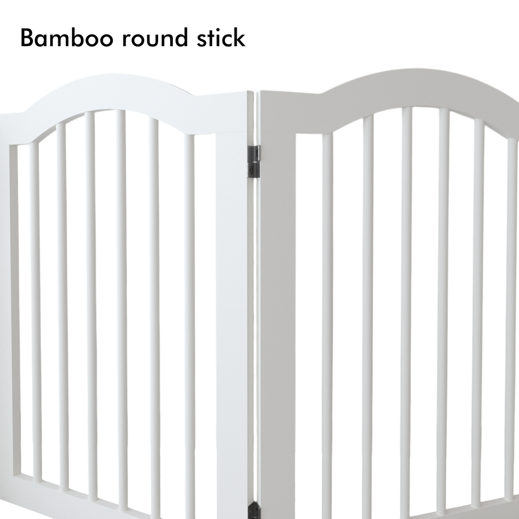 Tall Freestanding Wooden Pet Gate – 27.6" Foldable 4-Panel Dog Safety
