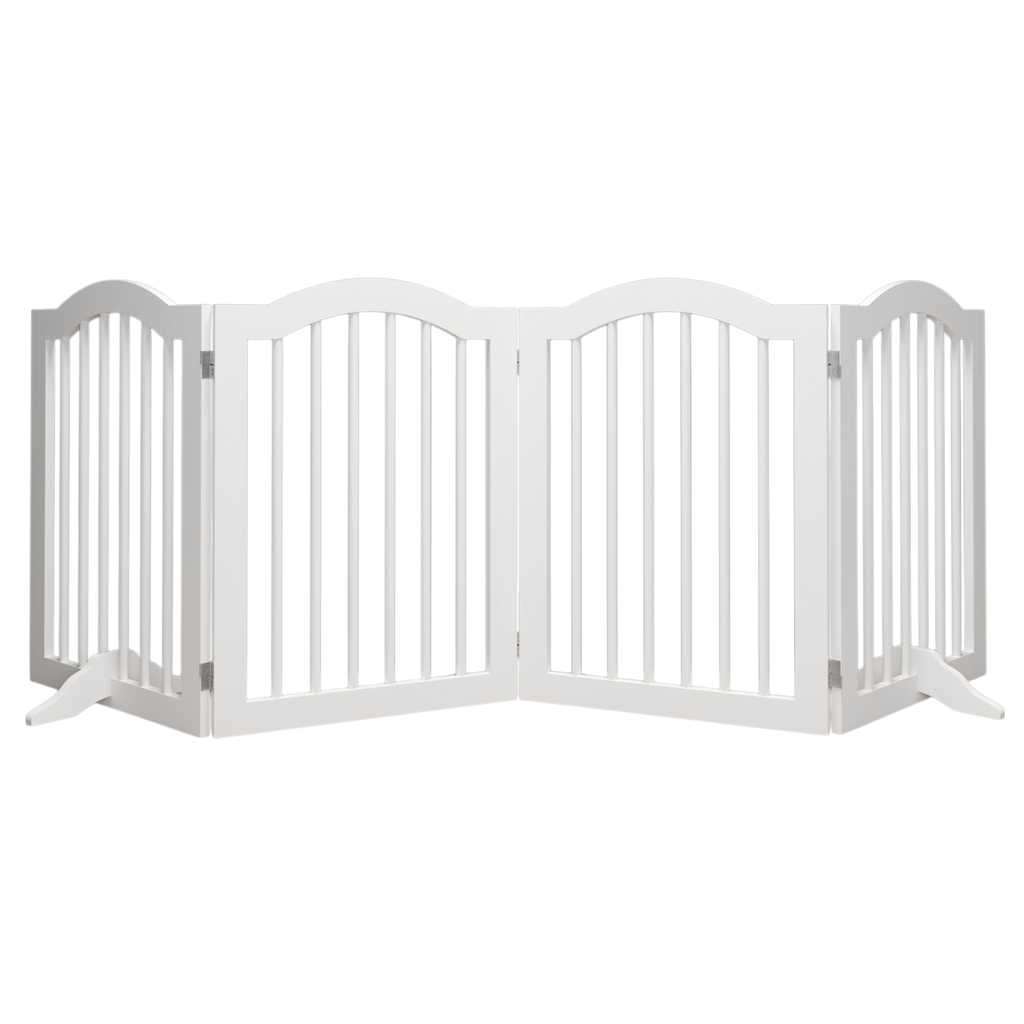 Tall Freestanding Wooden Pet Gate – 27.6" Foldable 4-Panel Dog Safety