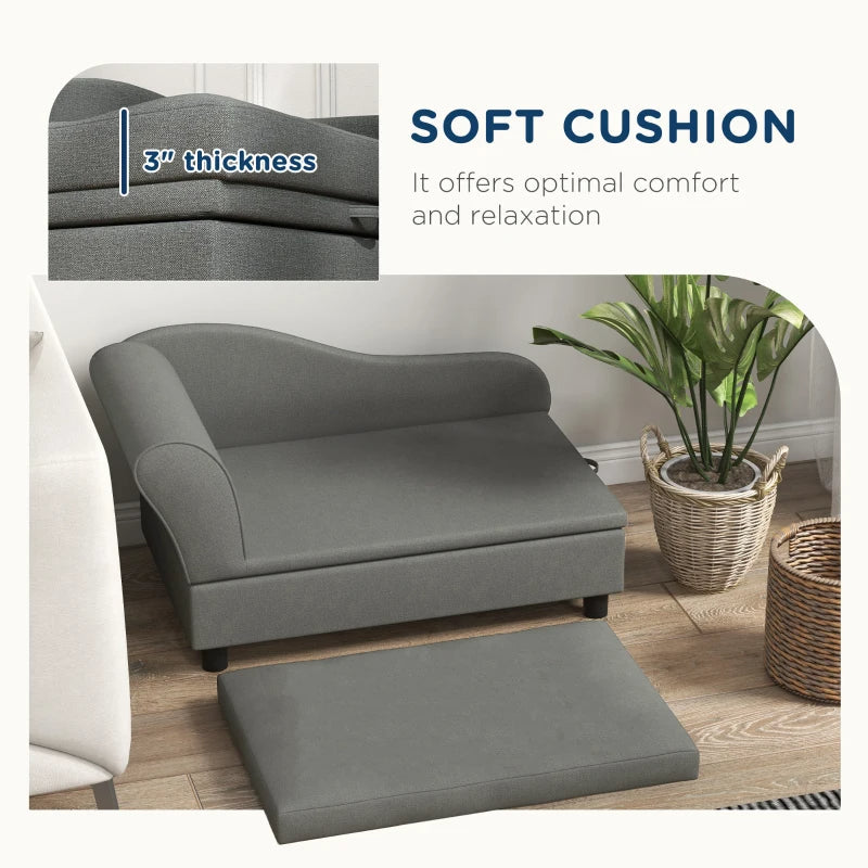 Pet Sofa Dog Sofa For Small Dogs With Storage, Gray