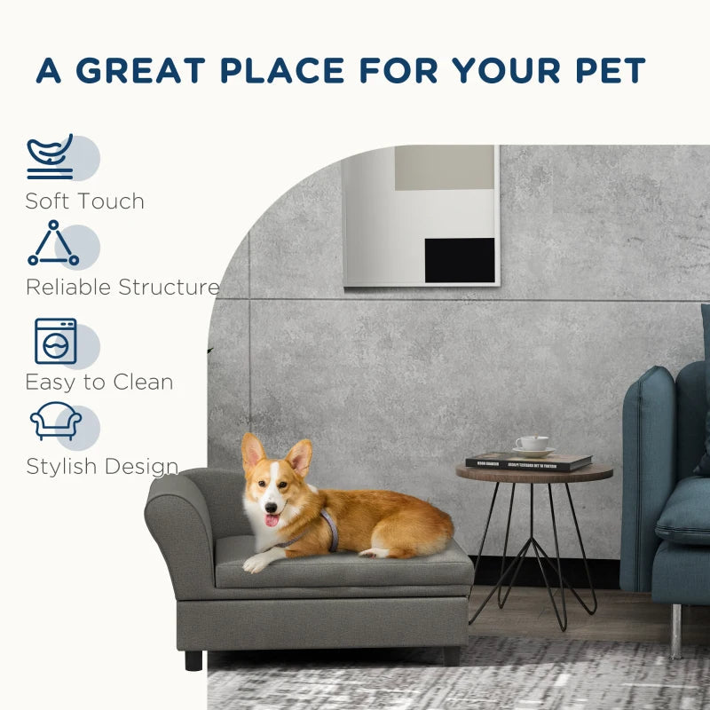 Pet Sofa Dog Sofa For Small Dogs With Storage, Gray