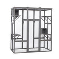 Oversized Cat Cage - Grey Premium Walk-In Catio for Multiple Cats