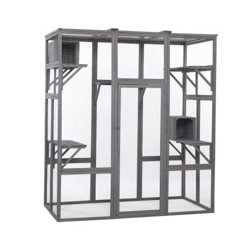 Oversized Cat Cage - Grey Premium Walk-In Catio for Multiple Cats