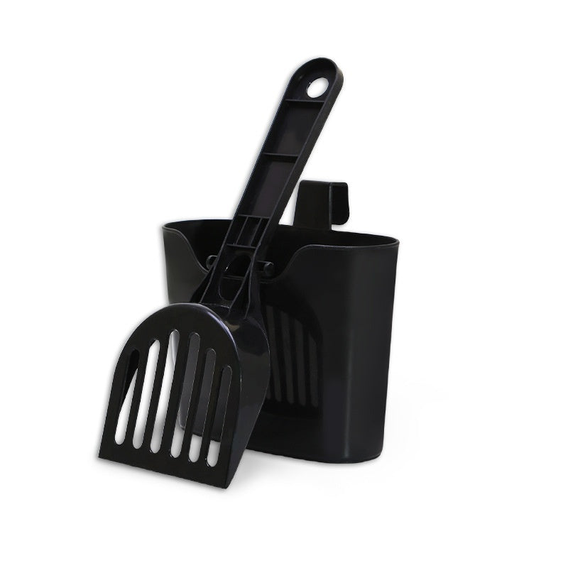 Mesh Cat Litter Scoop Lengthened Handle – Black Plastic Set with Storage Box