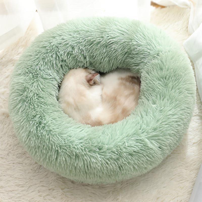 Ultra-Soft Corduroy Donut Cuddler Cat Bed – Round Calming Pet Nest in 40 cm, 50 cm & 60 cm