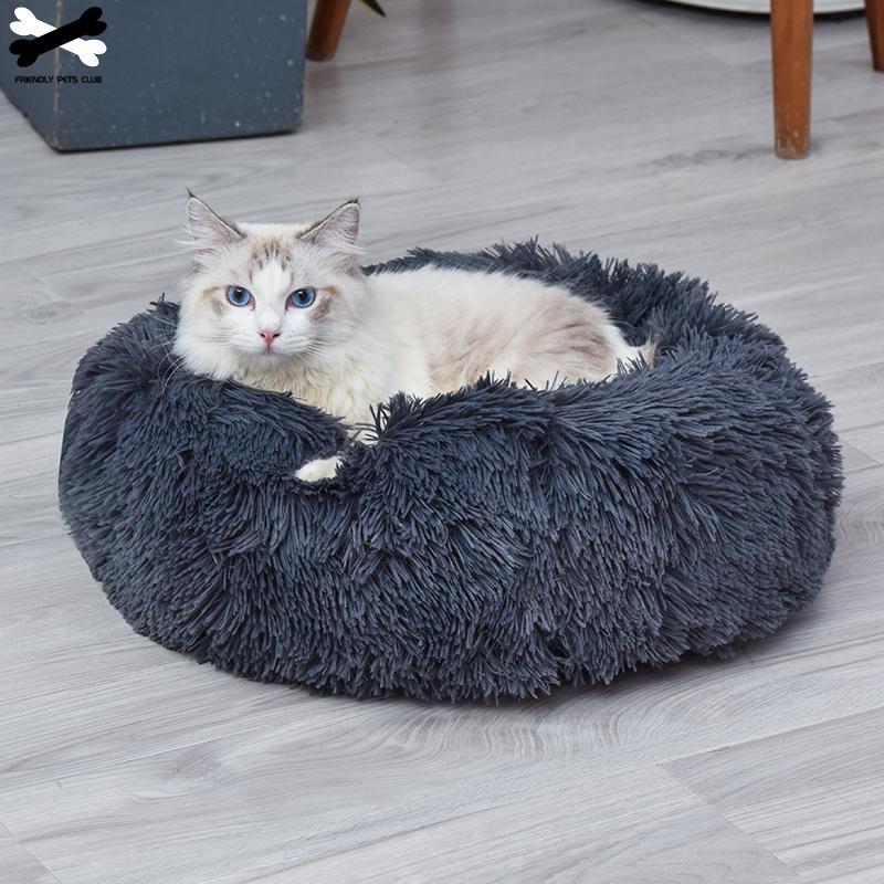 Ultra-Soft Corduroy Donut Cuddler Cat Bed – Round Calming Pet Nest in 40 cm, 50 cm & 60 cm