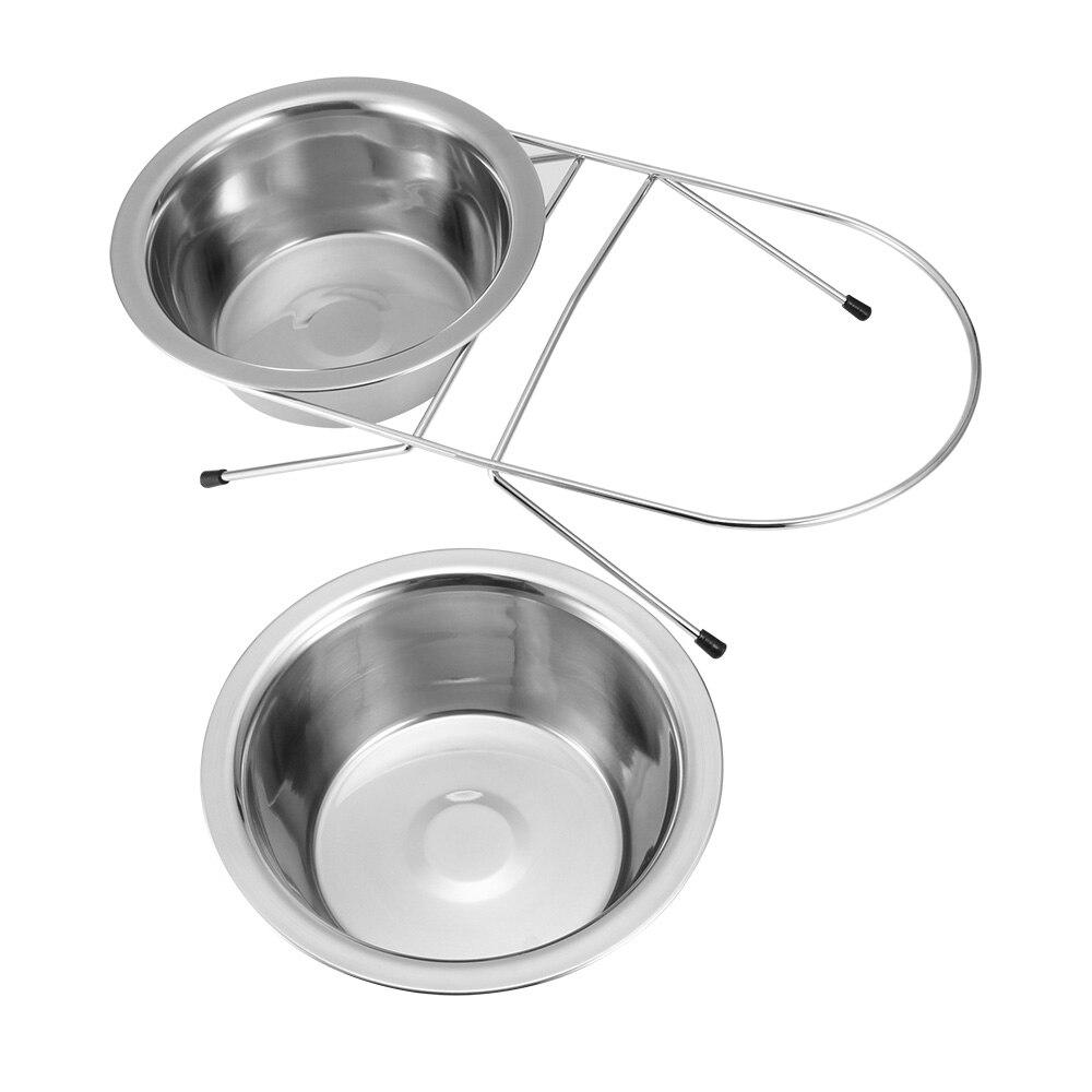 Stainless Steel Pet Cat Double Bowl With Raised Stand