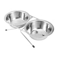 Stainless Steel Pet Cat Double Bowl With Raised Stand