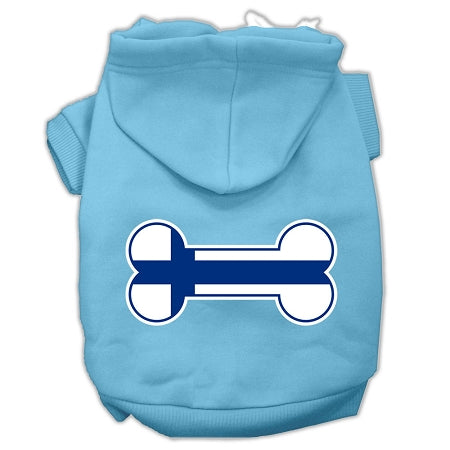 Mirage Pet  Bone Shaped Finland Flag Screen Print Pet Hoodie