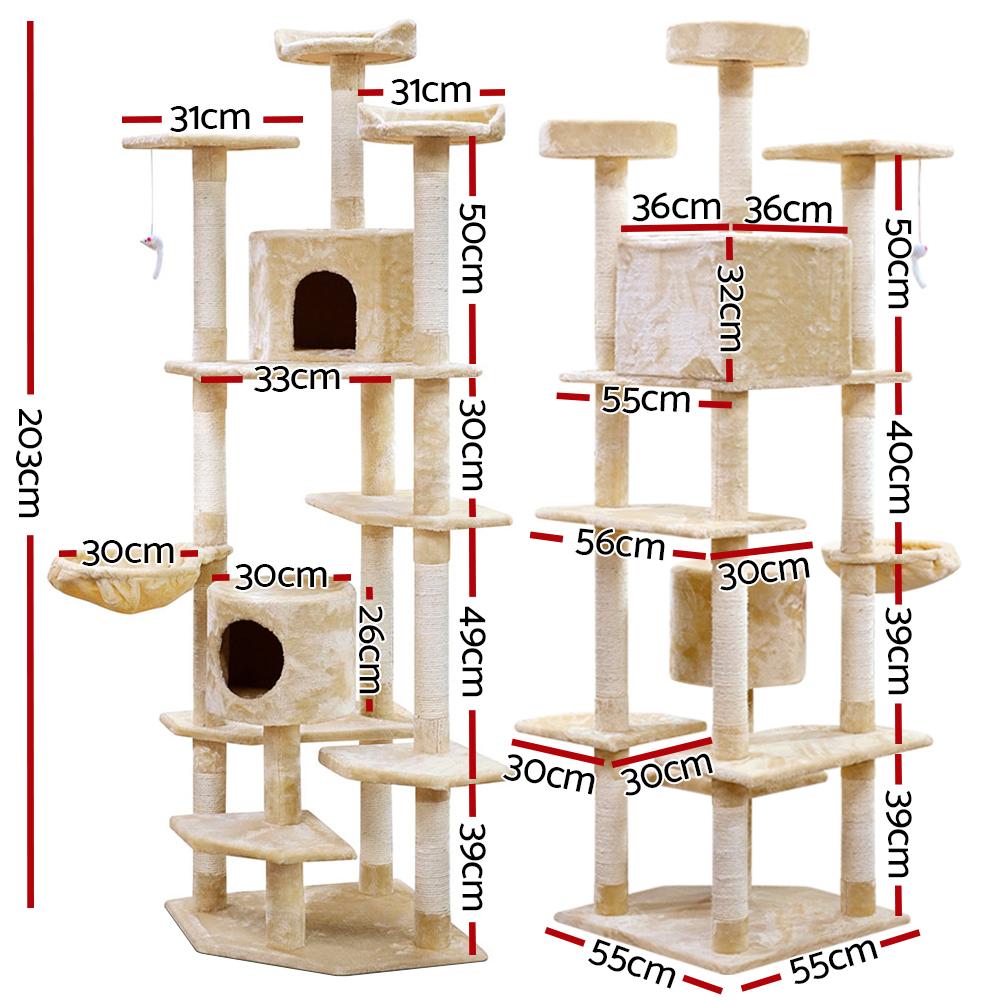 Cat Tree 203cm Trees Scratching Post Scratcher Tower Condo House