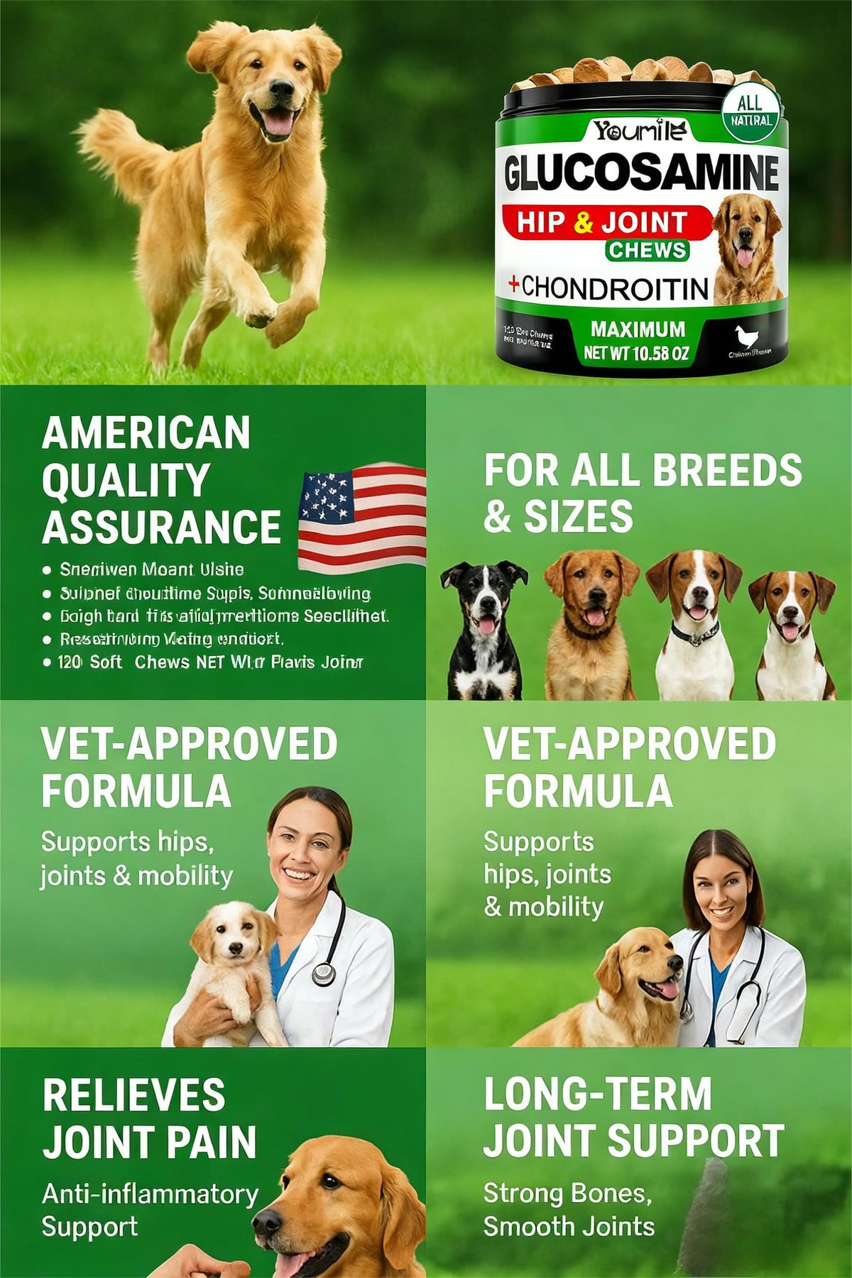 Youmile Hip & Joint Health Supplement for Dogs        Youmile Hip & Joint Health Supplement for Dogs     Glucosamine Chondroitin MSM Dog Chews With Hyaluronic Acid, Liver Flavored Bone & Joint
