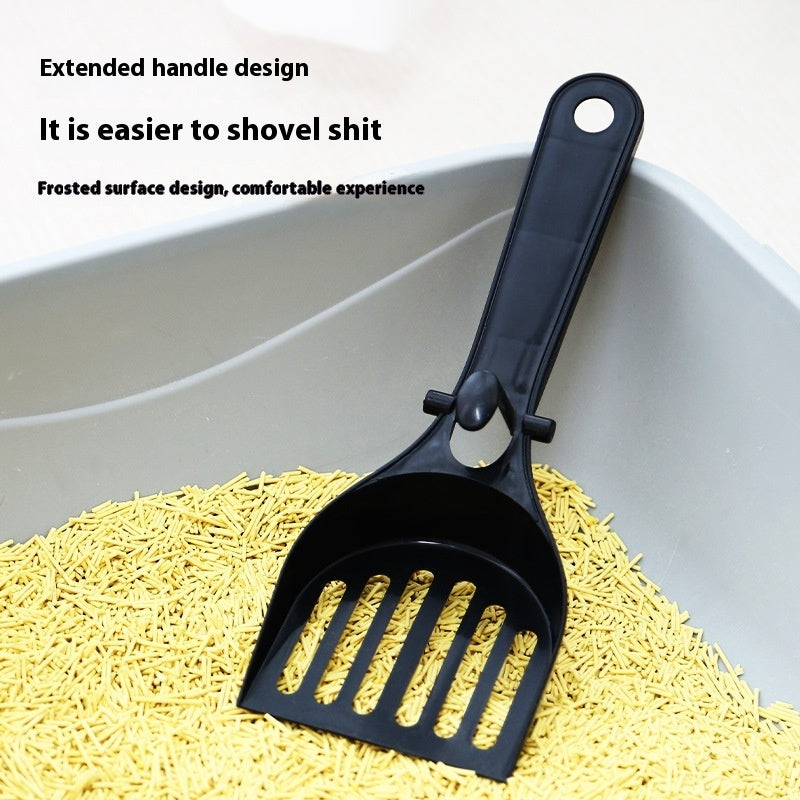 Mesh Cat Litter Scoop Lengthened Handle – Black Plastic Set with Storage Box