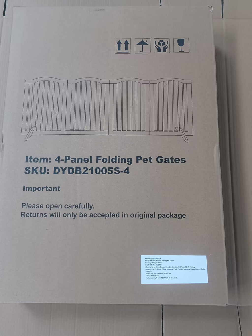 Tall Freestanding Wooden Pet Gate – 27.6" Foldable 4-Panel Dog Safety