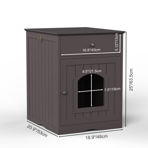 Wooden Pet House Cat Litter Box Enclosure with Drawer