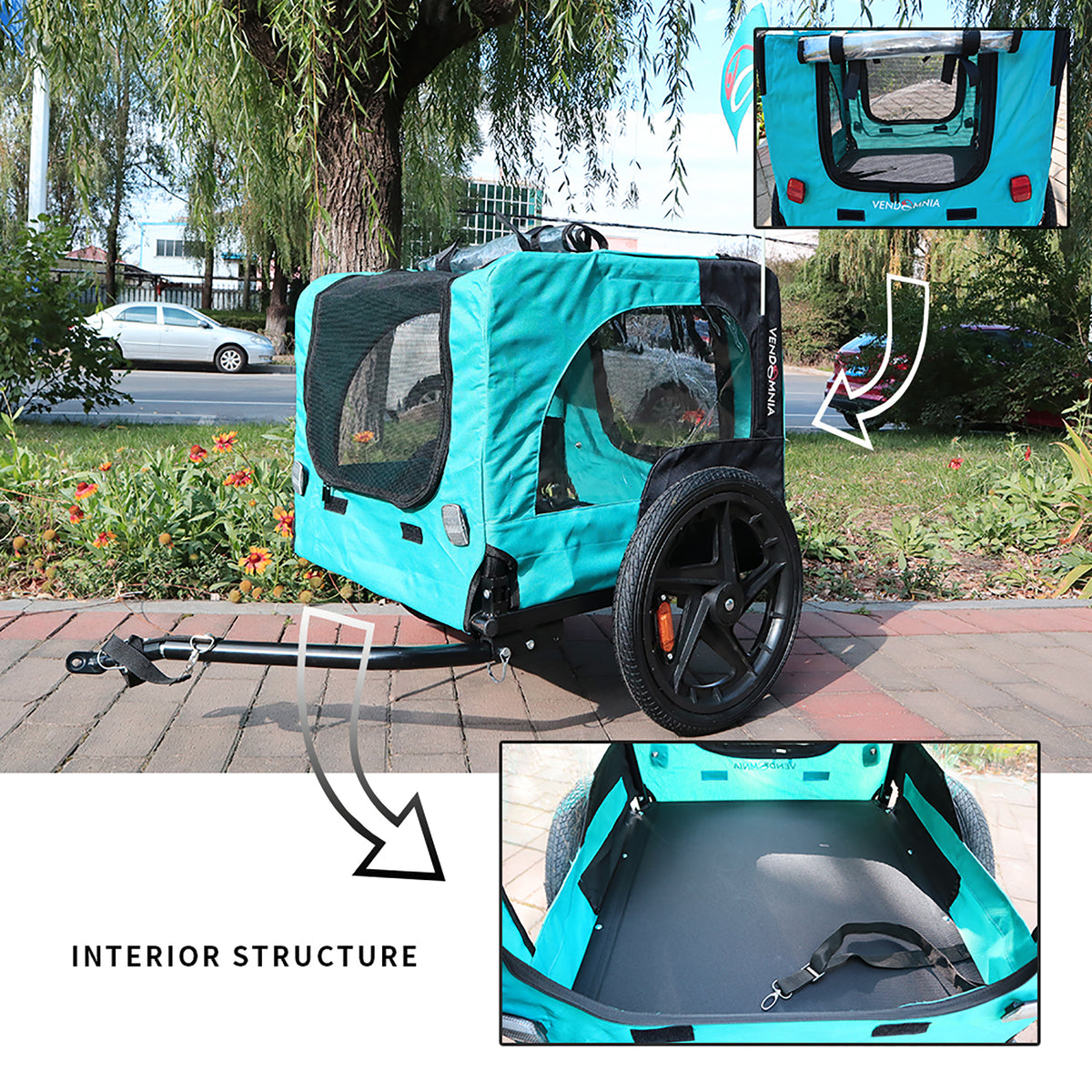Foldable Pet Jogging Stroller Dog Carriers Bicycle Trailer