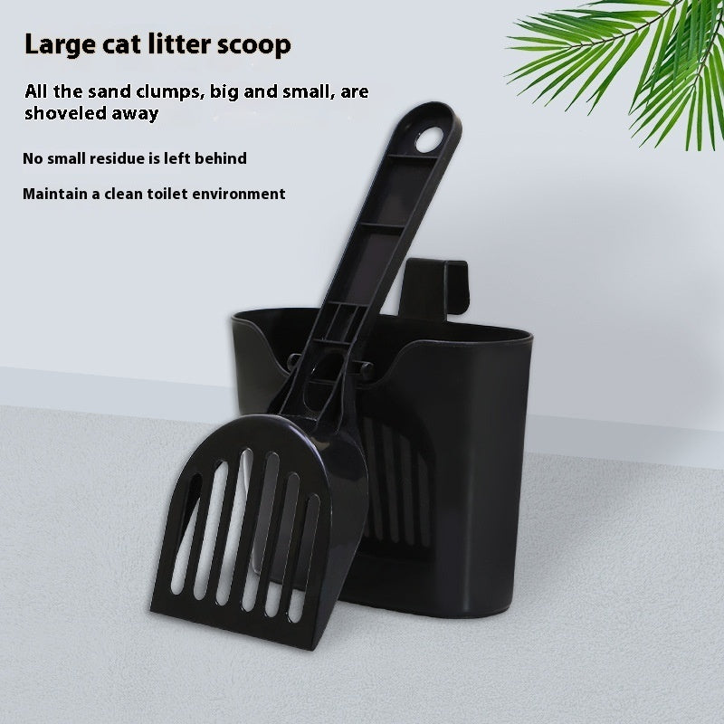 Mesh Cat Litter Scoop Lengthened Handle – Black Plastic Set with Storage Box