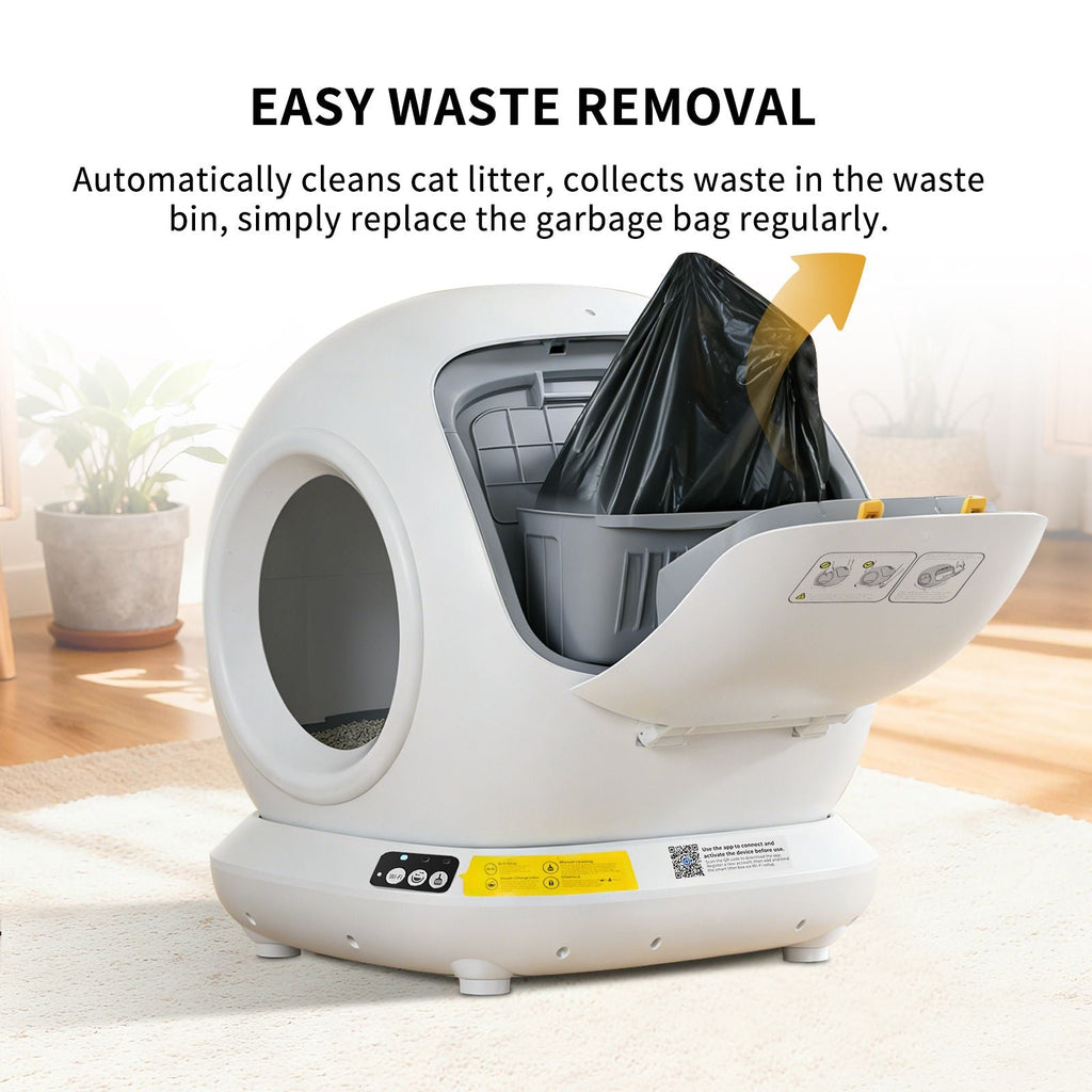 Self-Cleaning Cat Litter Box – Fully Enclosed, App-Controlled, Stainless Stee