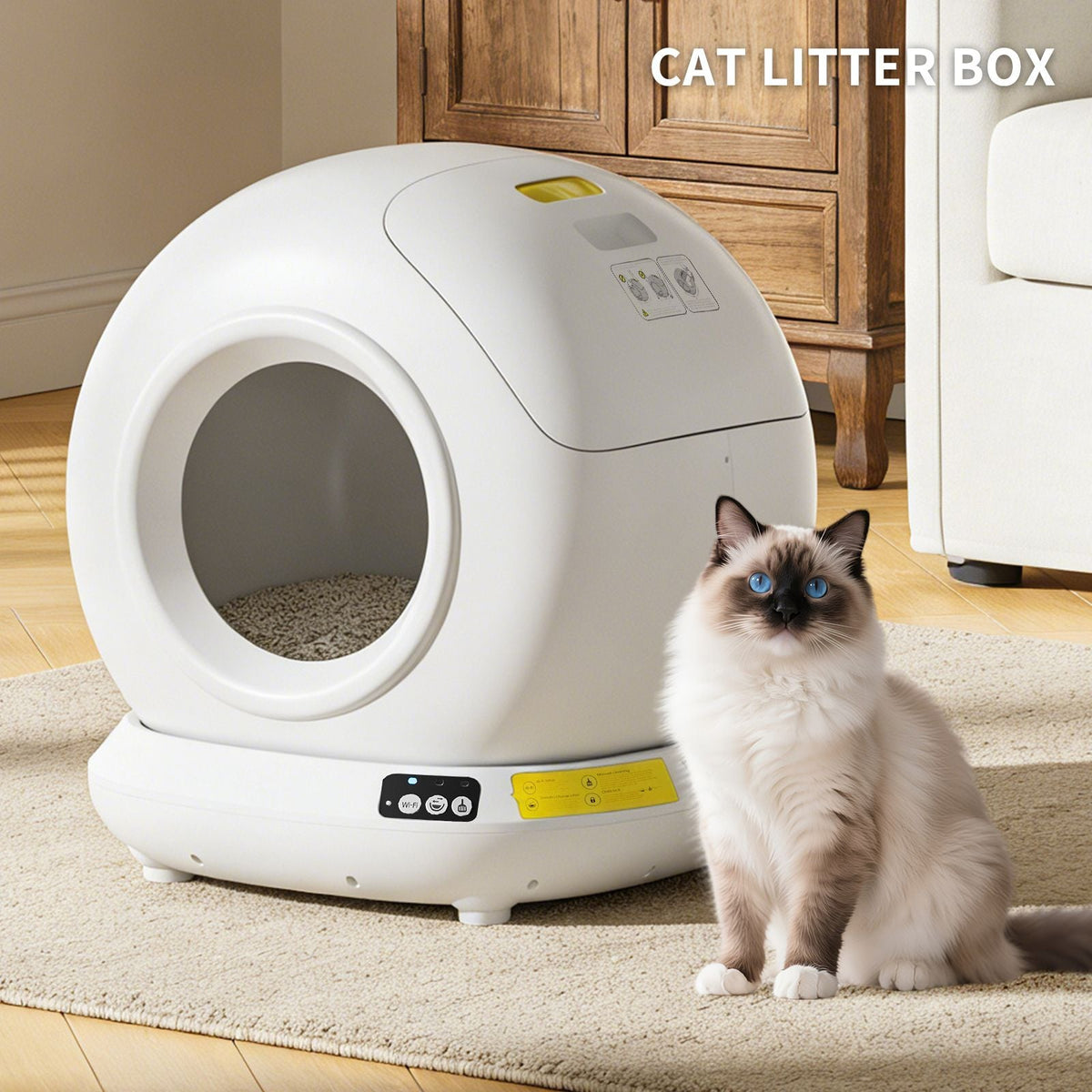 Self-Cleaning Cat Litter Box – Fully Enclosed, App-Controlled, Stainless Stee